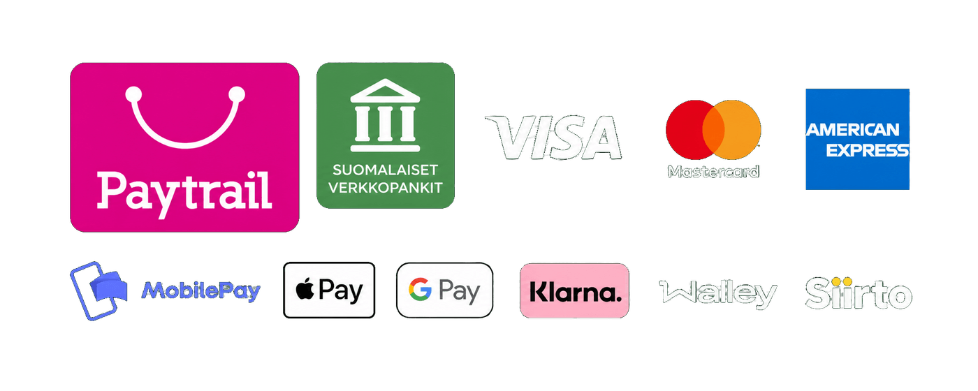 Paytrail-maksutavat: verkkopankki-, kortti-, mobiili-, lasku- ja erämaksutavat saatavuuden mukaan